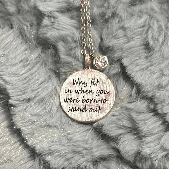 Silver Vintage Necklace Engraved - “WHY FIT IN WHEN YOU WERE BORN TO STAND OUT” - Picture 9 of 9